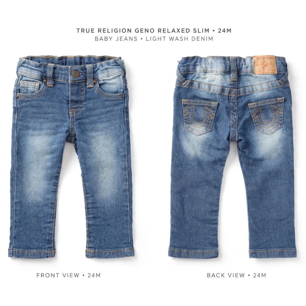 True Religion Baby Jeans 24M Geno Relaxed Slim Horseshoe Light Wash 24 Months